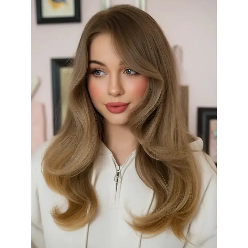 Real Hair Wigs Long Remy Human Hair 18" Monofilament Without Bangs Wigs