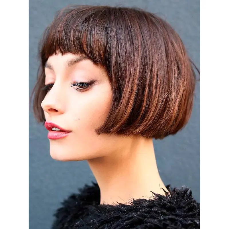 Short Human Hair Bob Wigs 8" Brown Lace Front Wigs
