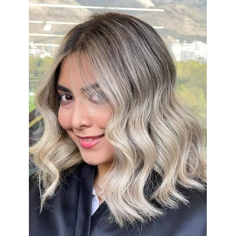 Short Sassy Wigs Wavy Affordable Lace Front Wigs Blonde Without Bangs Synthetic Wigs