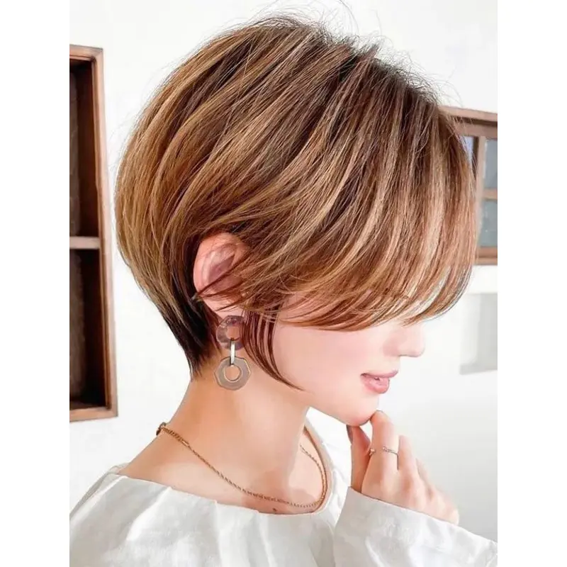 Straight Pixie Cut Wig Brown Wigs For Women Short Synthetic Wigs