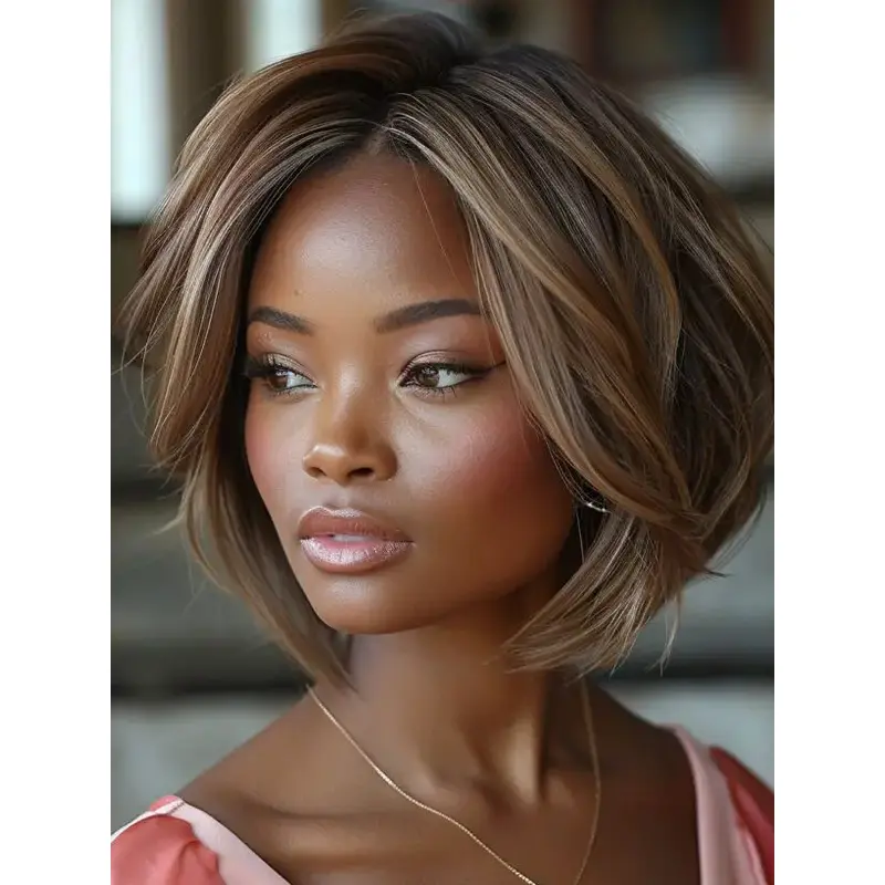 African American Natural Wigs Remy Human Hair Monofilament 12" Wigs
