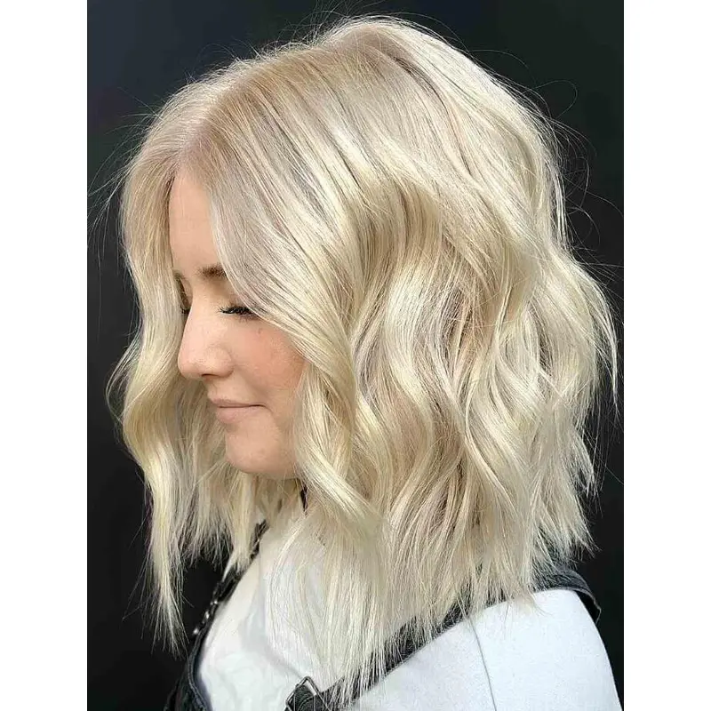 Blonde Wigs For Women Wavy Lace Front Without Bangs Buttery Lob Wigs