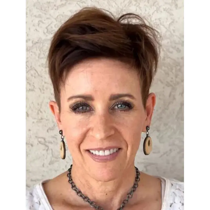 Cheap Hair Wigs Straight Brown Lace Front Boycuts Short Funky Wigs