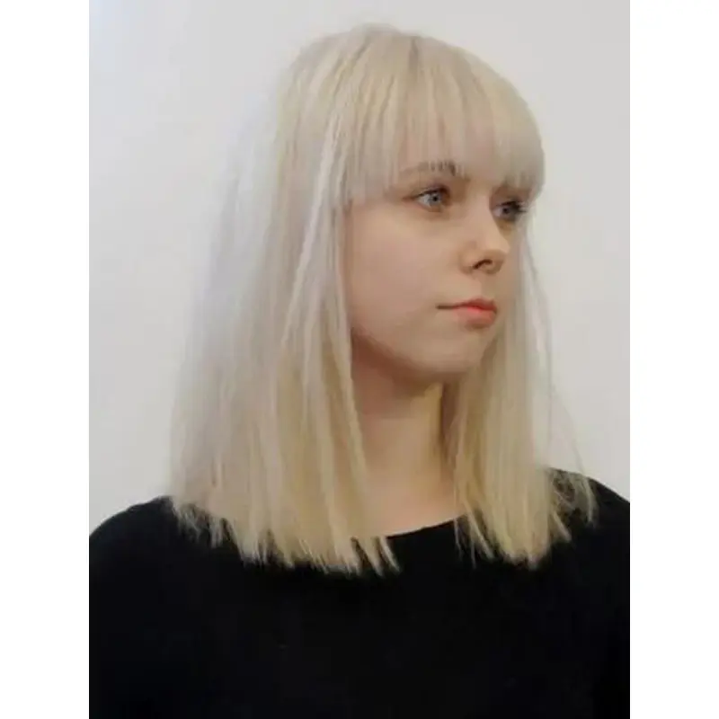 Lace Wigs Blonde Lace Front Straight Shoulder Length Blunt Bob Wigs