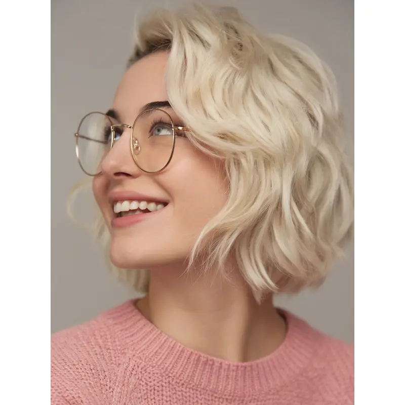 Ladies Bobs Wigs Blonde 10" Chin Length Layered Wigs