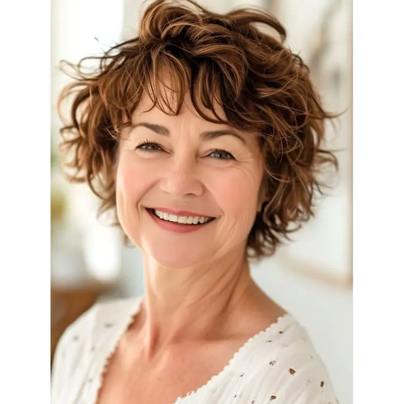 Short Loose Curly Wigs 8" Monofilament Synthetic Wigs