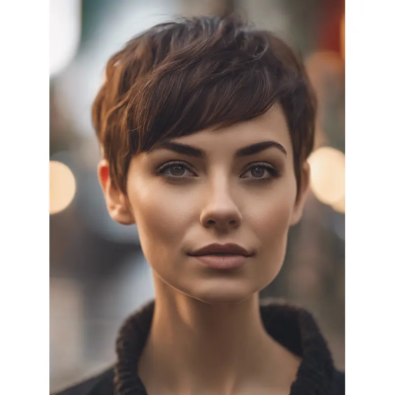 Wigs Human Hair Short 6" Boycuts Monofilament Straight Brown Wigs