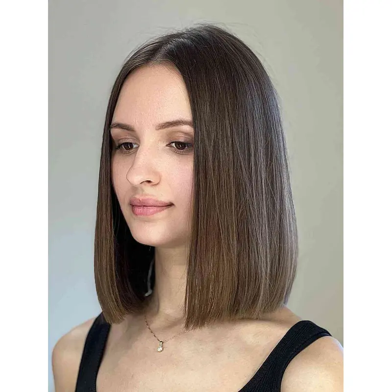 Wigs Medium Length Lace Front Straight Wigs Bob Brown Synthetic Wigs