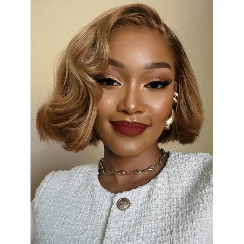 Bob Wig For African American Lace Front Blonde 10" Wigs
