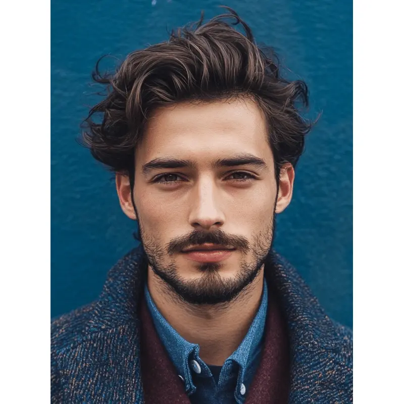 Male Short Hair Wigs 6" Wavy Monofilament Layered Wigs