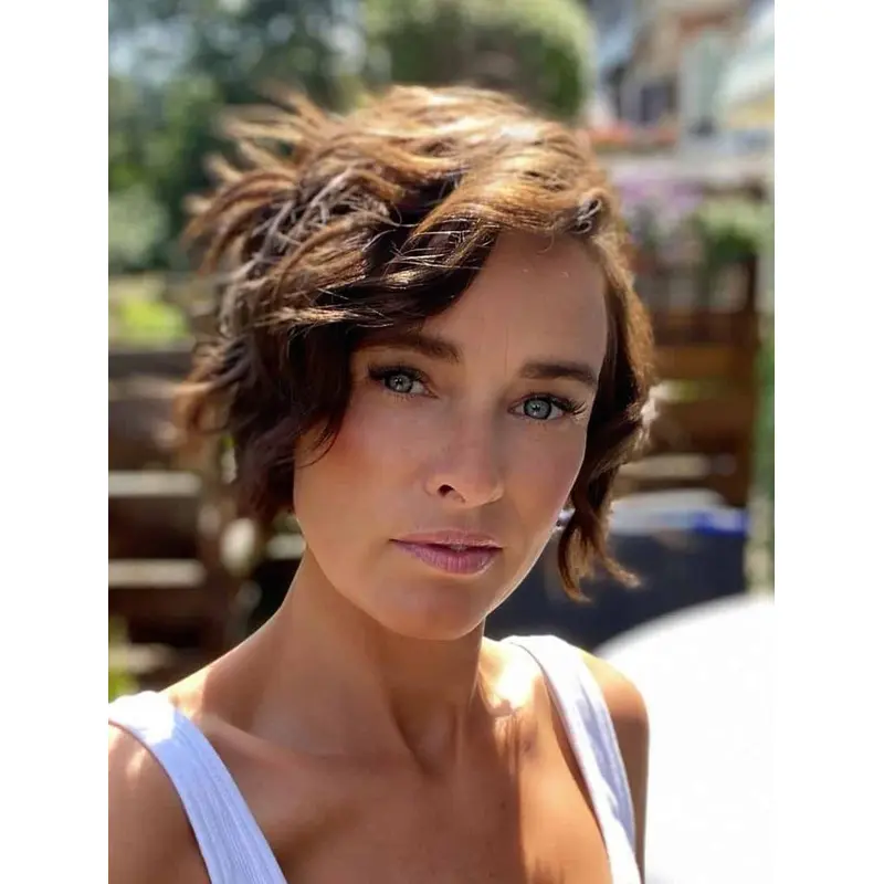 Short Cut Wigs Wavy Brown Wig Synthetic Boycuts Lace Front Short Pixie Cut Wigs