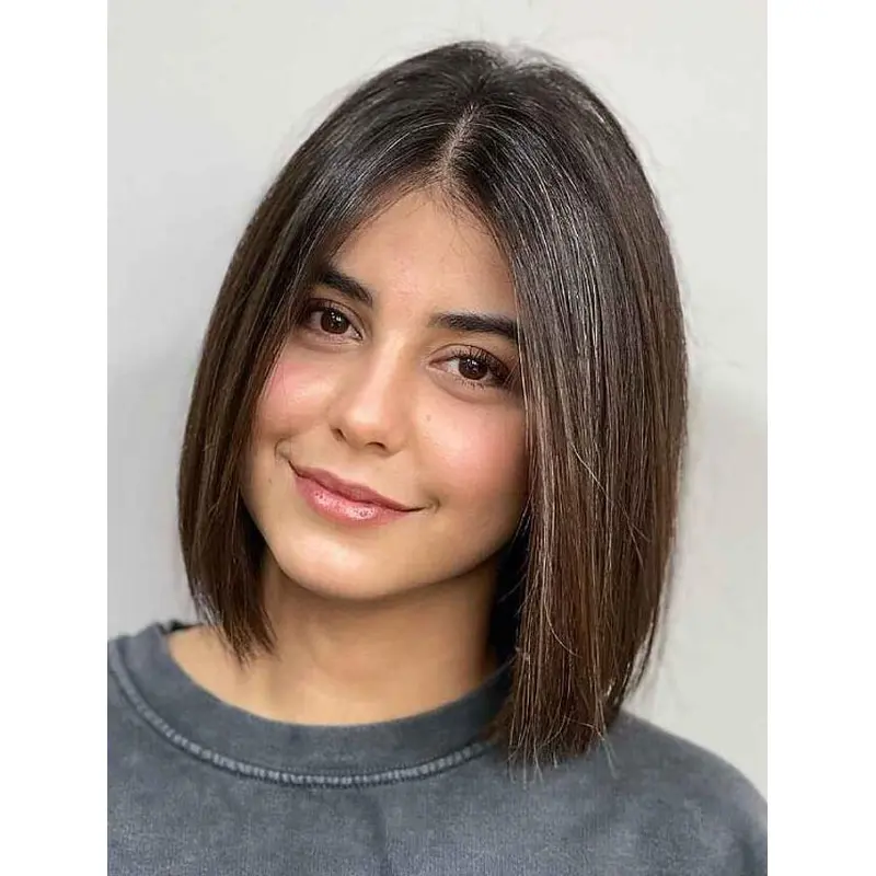 Synthetic Lace Front Wigs Straight Shoulder Length Wigs Brown Blunt Bob Wigs