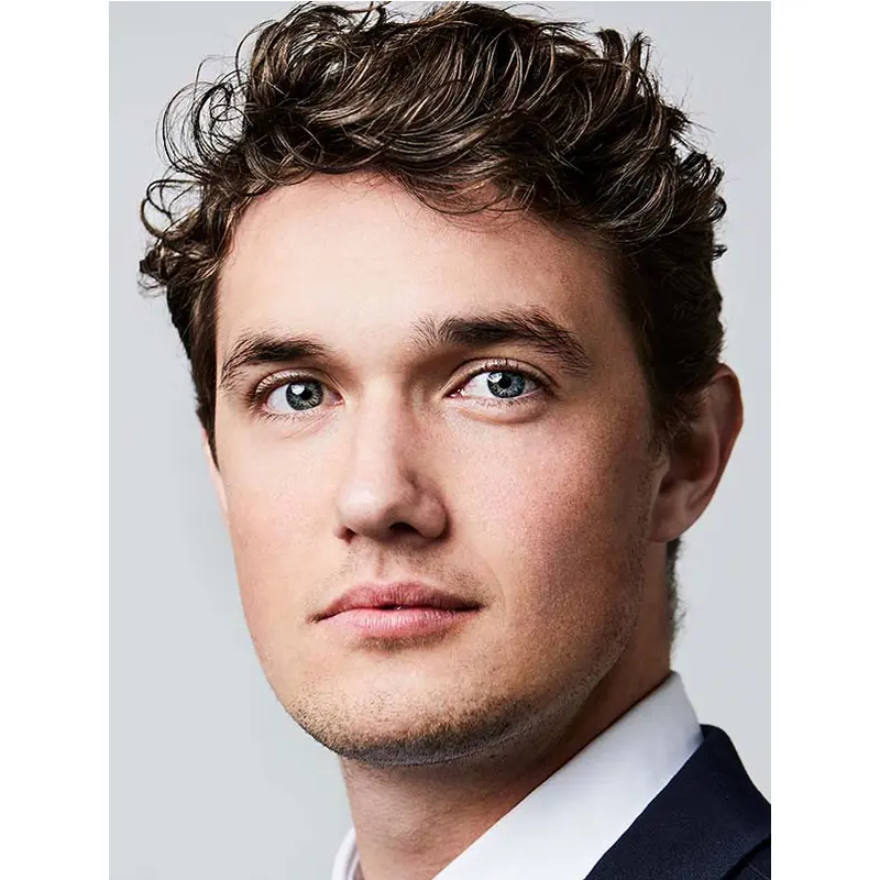 Brown Mono Top Short Remy Human Hair Brushed Up And Back Curls Men Wigs