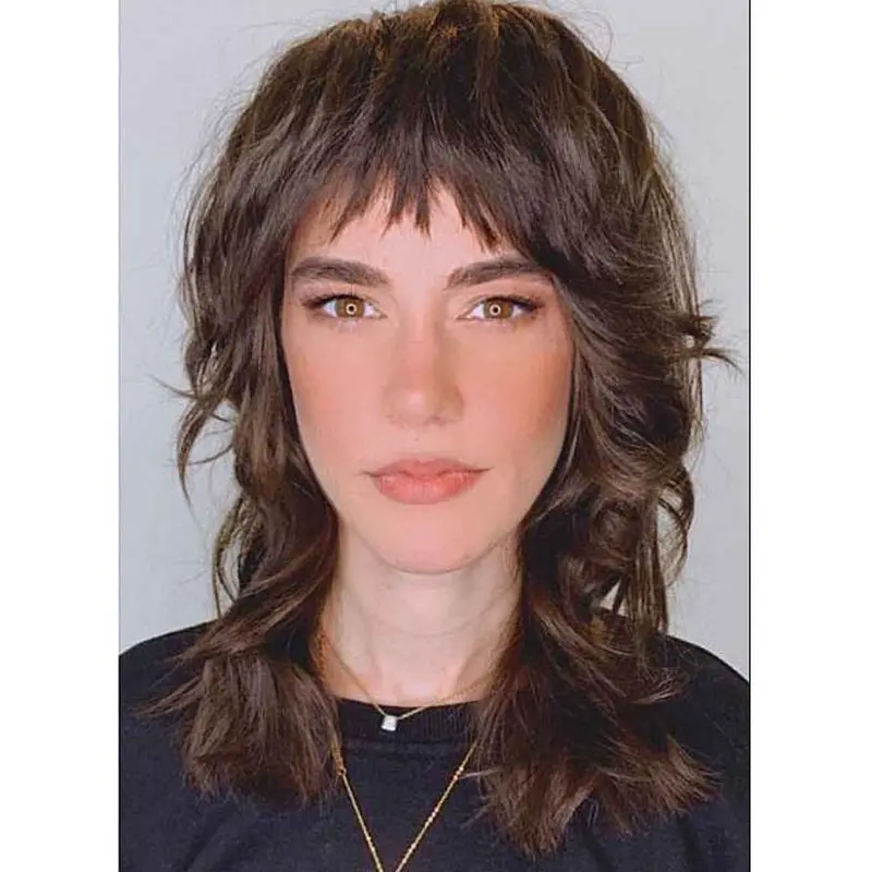 Brown Wig Shoulder Length Wavy Synthetic Wigs Lace Front Wigs