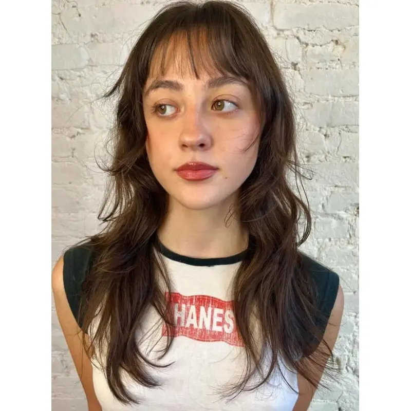 Long Human Hair Wigs With Bangs 20" Lace Front Wavy Wigs