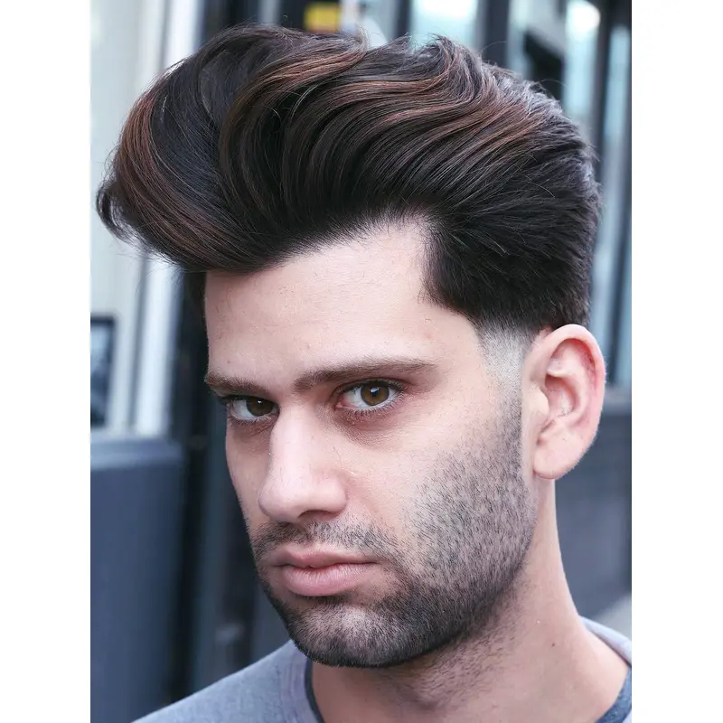 Male Wigs 4" Cropped Monofilament Layered Brown Wigs