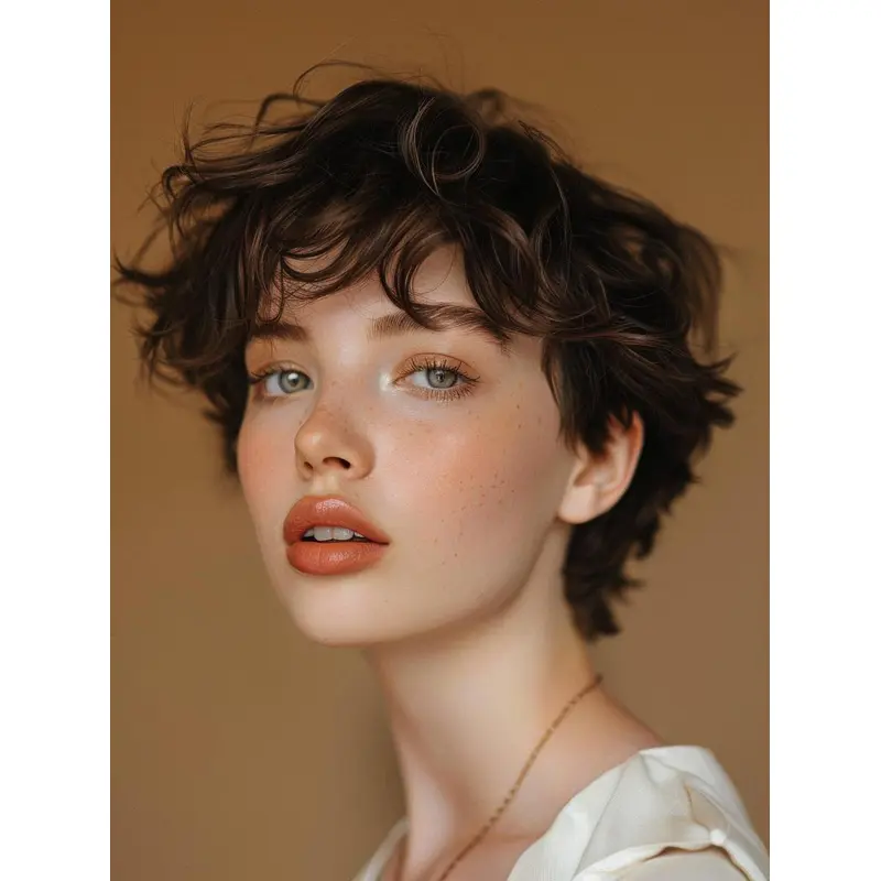 Short Bob Wigs Human Hair Wavy 8" Brown Lace Front Wigs