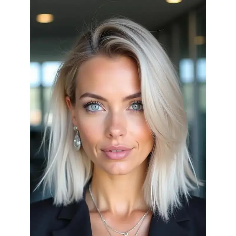 Straight Medium Length Wigs Monofilament 14" Blonde Bobs Wigs