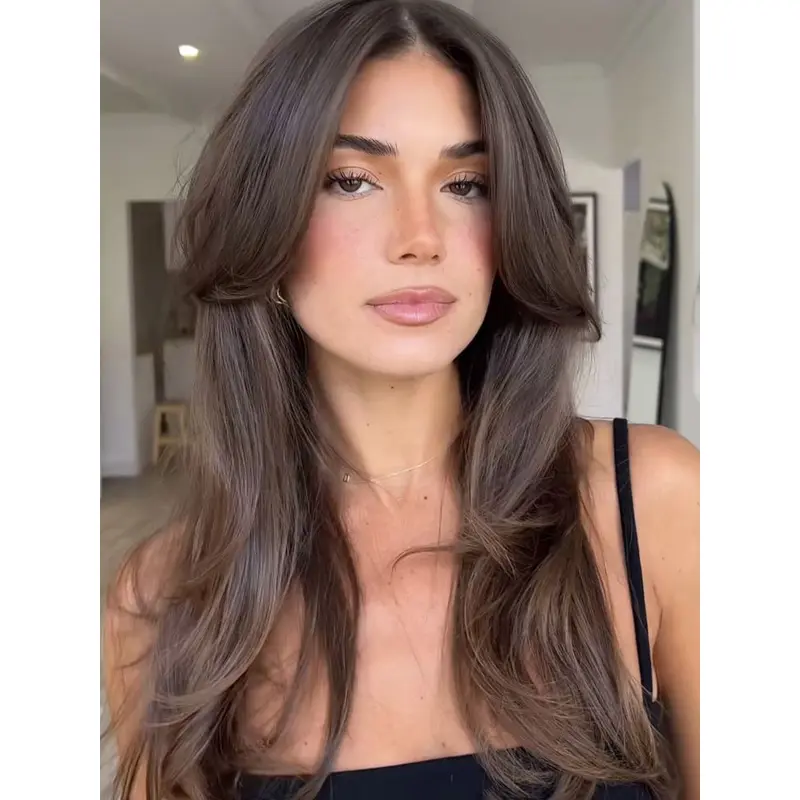 Synthetic Lace Front 18" Long Straight Brown Wig