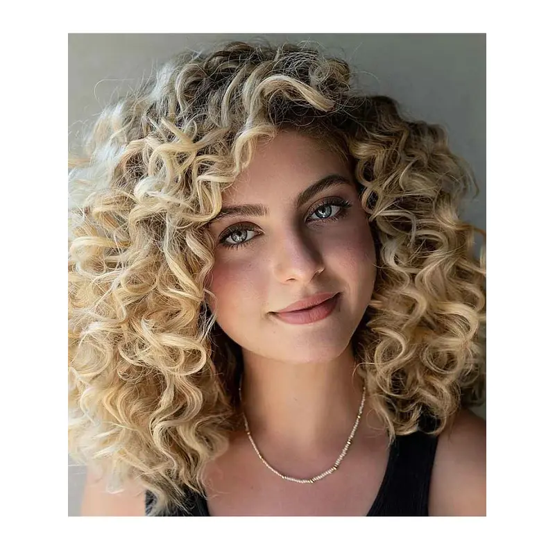 Wigs Shoulder Length Curly Lace Front Wigs Synthetic Layered Wigs