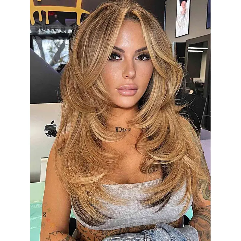 18" Synthetic Monofilament Long Blond Wig