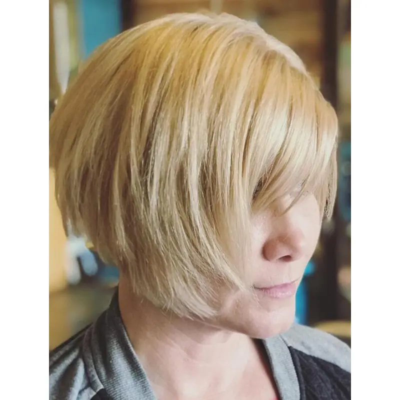Blonde Wigs Synthetic Lace Front With Bangs Wigs Straight Chin Length Bob Wigs
