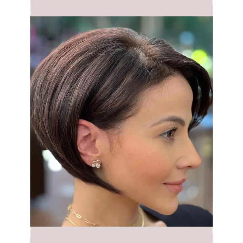 Bob Lace Human Hair Wigs 8" Brown Straight Short Wigs