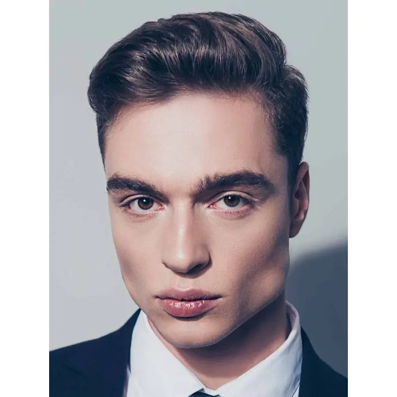 Brown Monofilament Straight Short Remy Human Hair Ivy League Men's Wigs