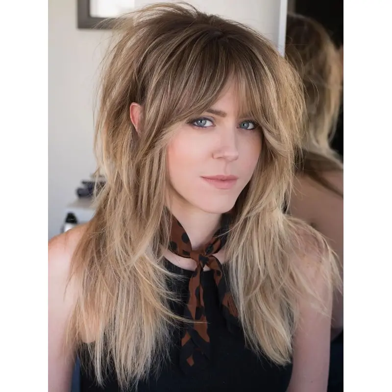 Long Hair Wigs For Women Lace Synthetic Sassy Blonde Layered Wig Long Shag Wigs