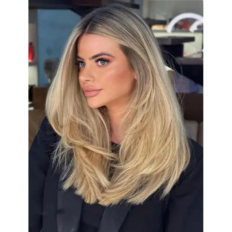 Long Straight Wig Blonde Synthetic Wig Lace Front Straight Long Layered Wigs