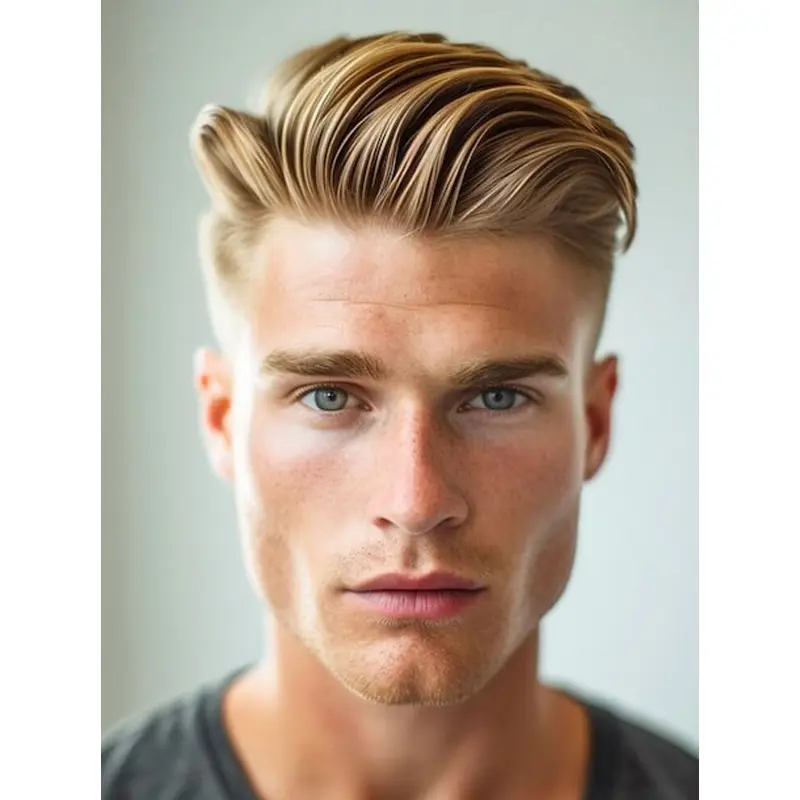 Short Blonde Wig Male Remy Human Hair Lace Front 4" Wavy Wigs