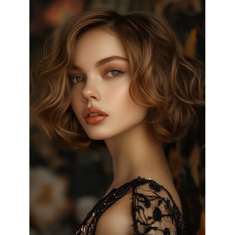 Short Wig Human Hair Lace Front Brown Boycuts Straight 6" Wigs