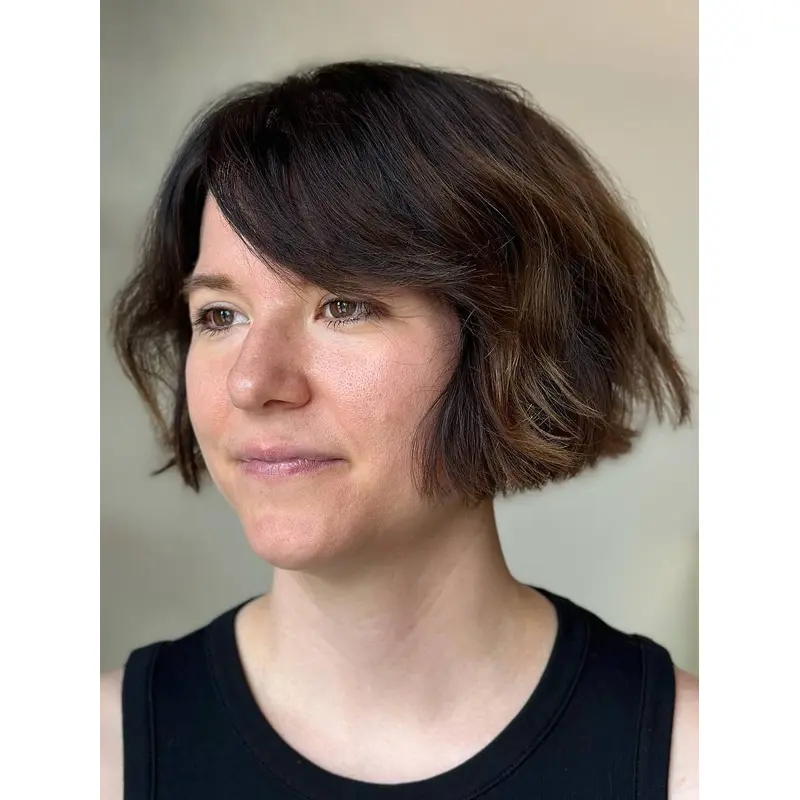 Synthetic Short Bob Wig 8" Monofilament Brown Straight Wigs