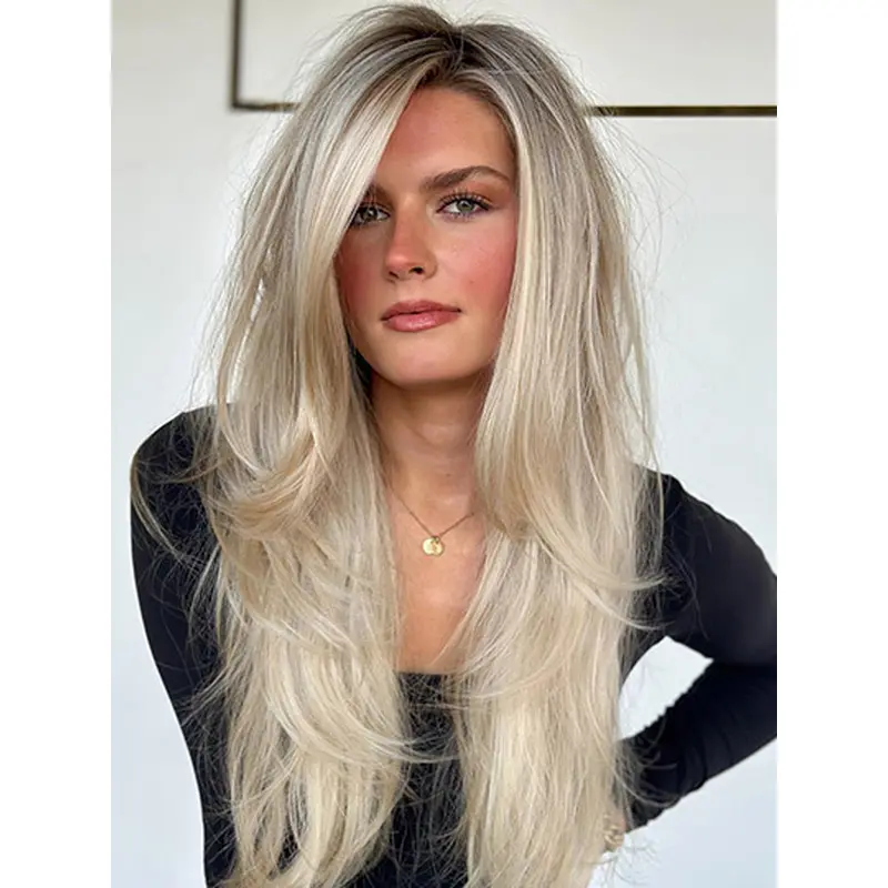 20" Lace Front Wavy Wigs Blonde Long