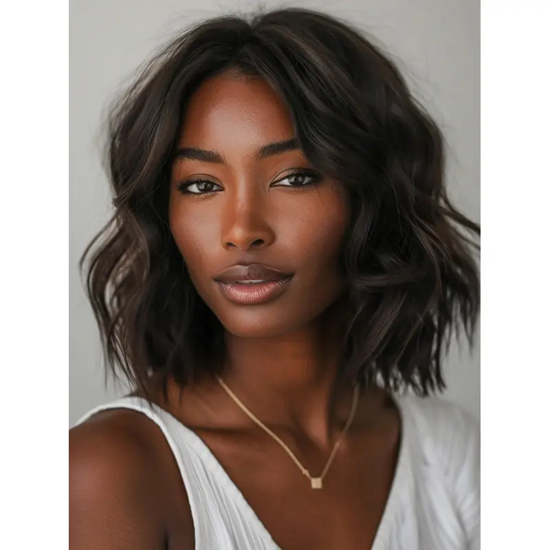 African American Front Lace Wigs Bobs Brown Wavy Wigs