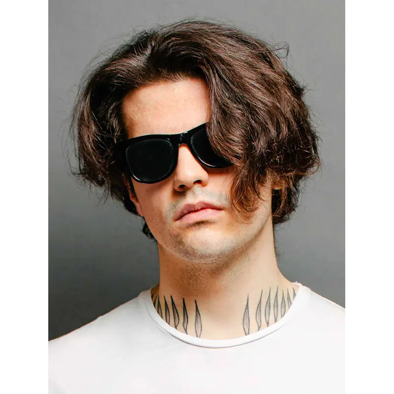 Brown Remy Human Hair Monofilament Wavy Medium Flow Middle Parts Men Wigs