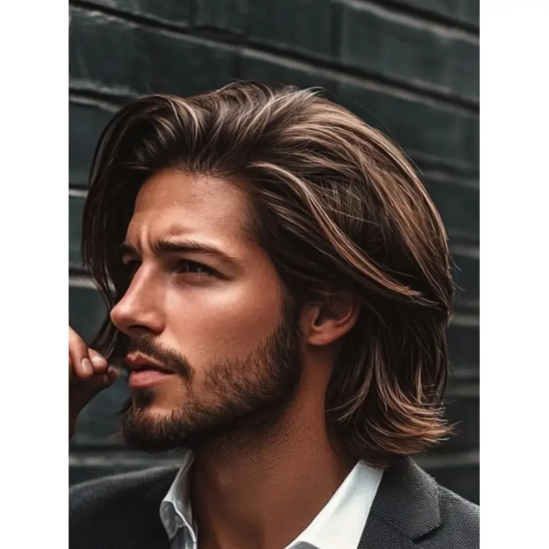 Lace Front Mens Wig 10" Straight Chin Length Remy Human Hair Wigs