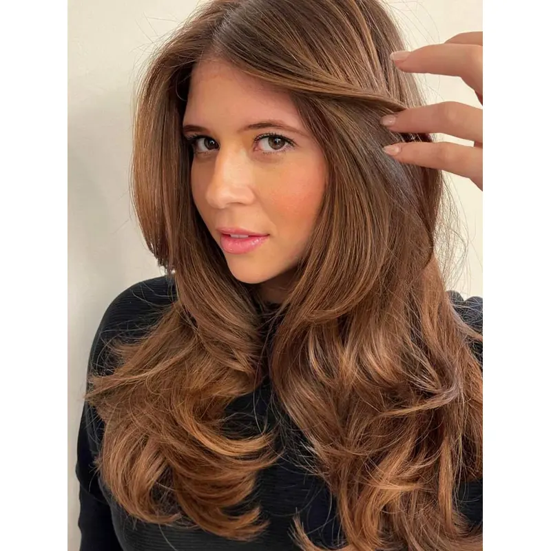 Long Hair Wigs Layered Beautiful Wavy Brown Wig Synthetic Lace Long Wigs