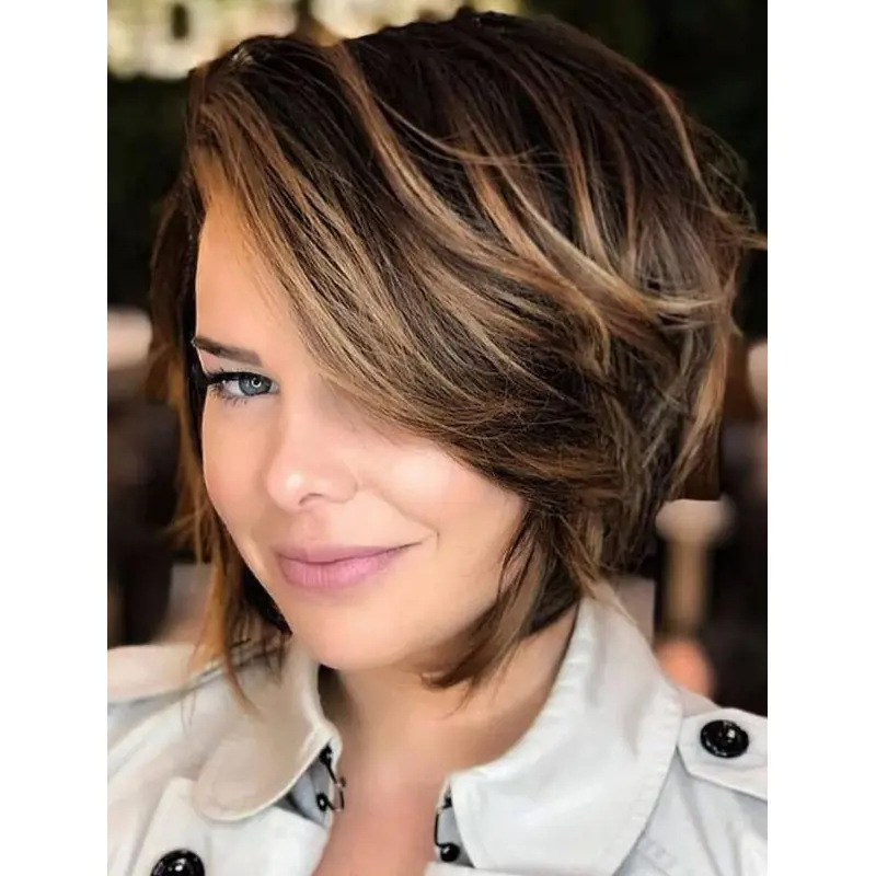Short Bob Wigs Synthetic Lace Front Brown Wigs Shor Hair Wigs
