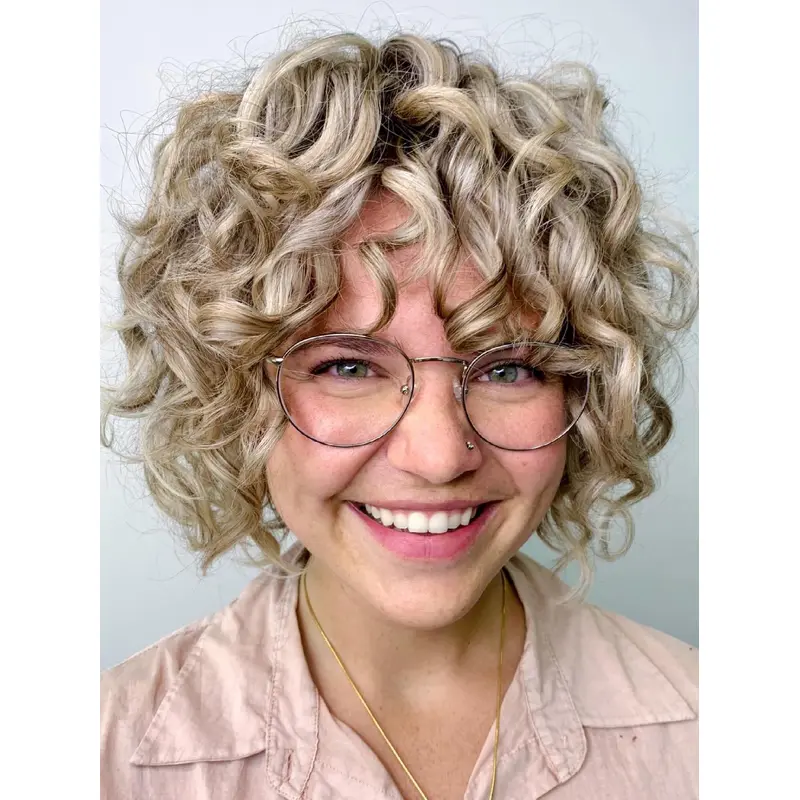 Short Curly Bob Wig 8" Blonde Remy Human Hair Wigs