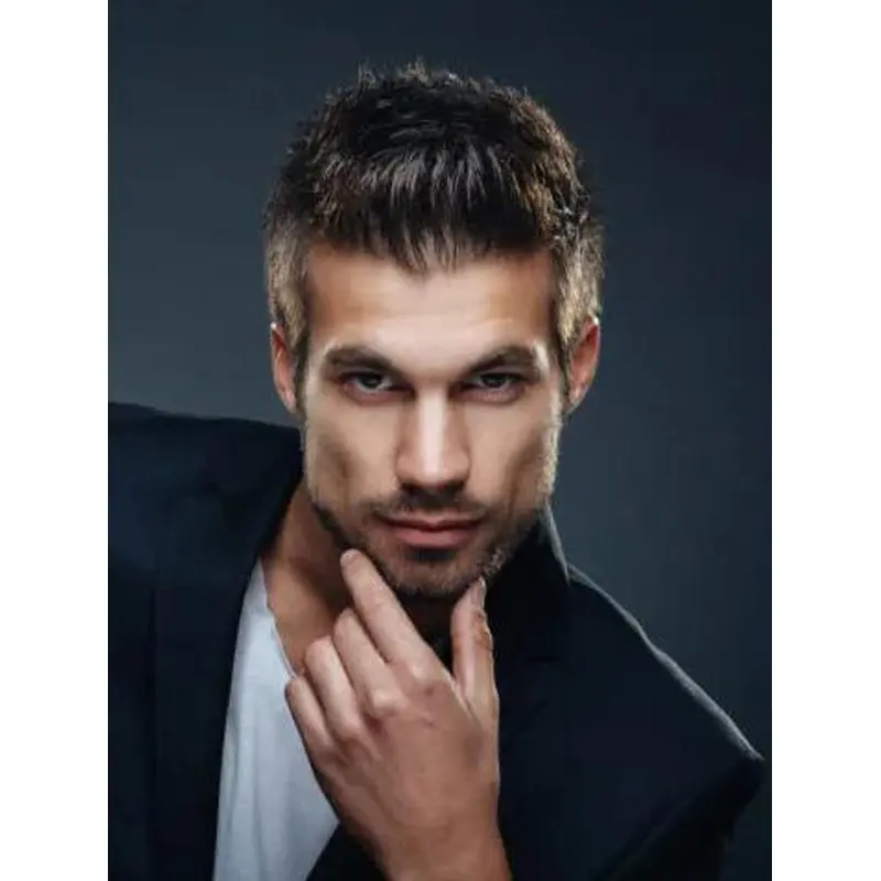 Straight Cropped Monofilament Brown Synthetic Comfortable Styled-Up Wigs