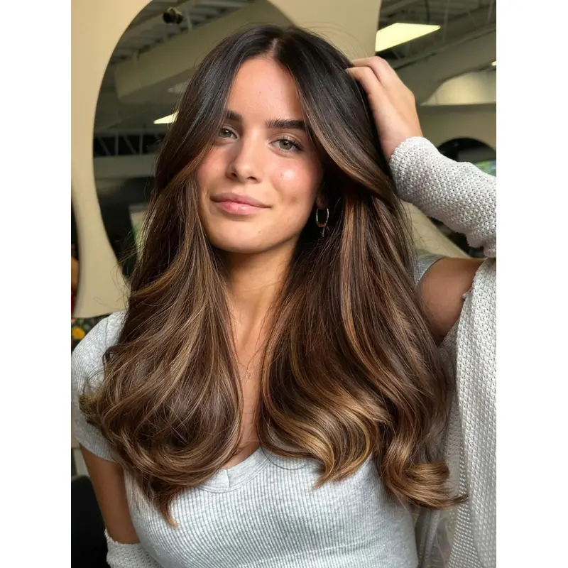 18" Remy Human Hair Monofilament Long Straight Brown Wig