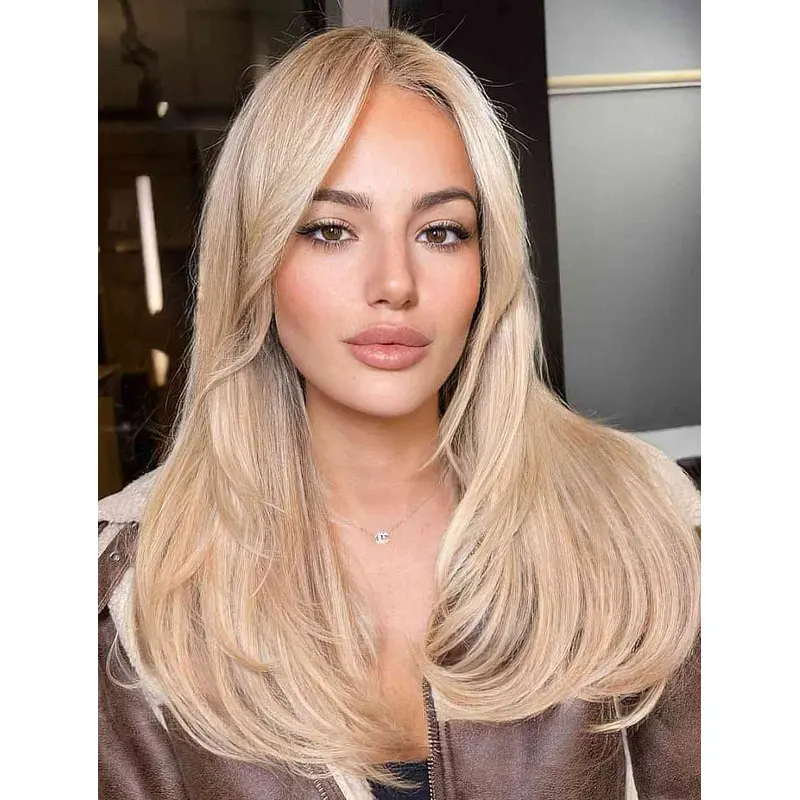 Long Blonde Wigs Lace Front New Layered Synthetic Long Hair Wigs
