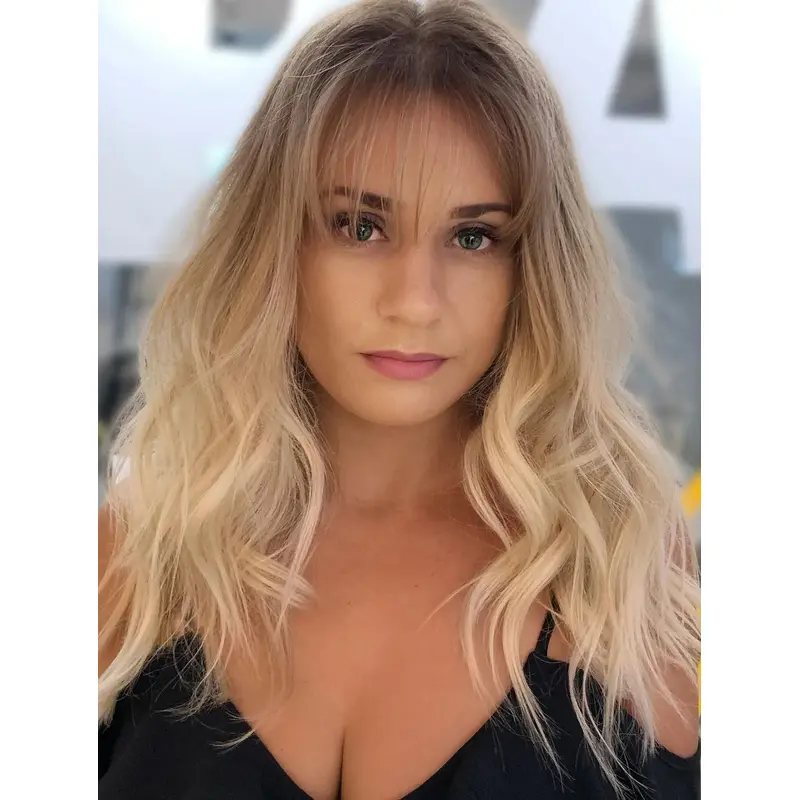 Long Wig Lace Front Wavy Wigs With Bangs Synthetic Wigs