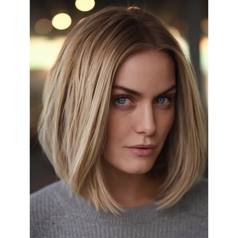 Medium Length Wigs For Women Chin Length Monofilament Synthetic 10" Wigs