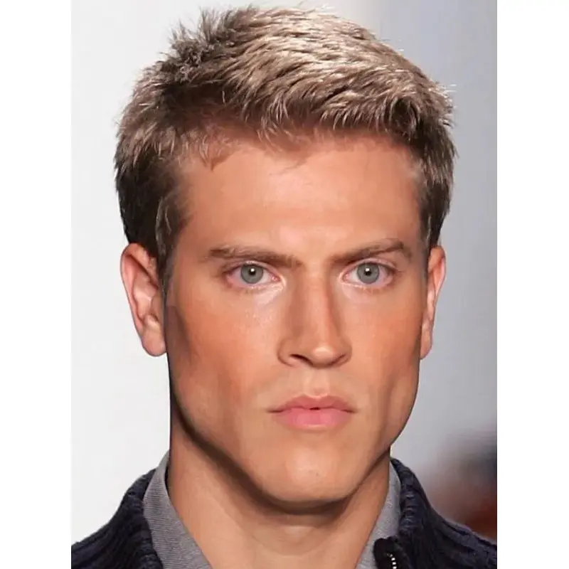 Mens Brown Wig Boycuts Straight Cropped Remy Human Hair Wigs