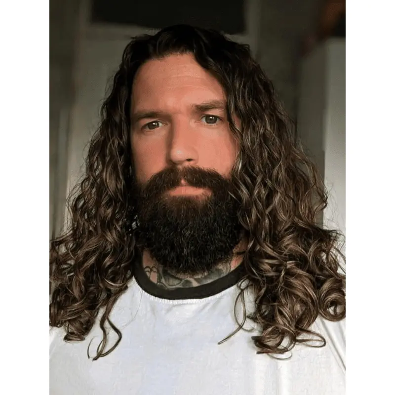 Mens Long Hair Wigs For Sale Brown Curly 16" Remy Human Hair Wigs