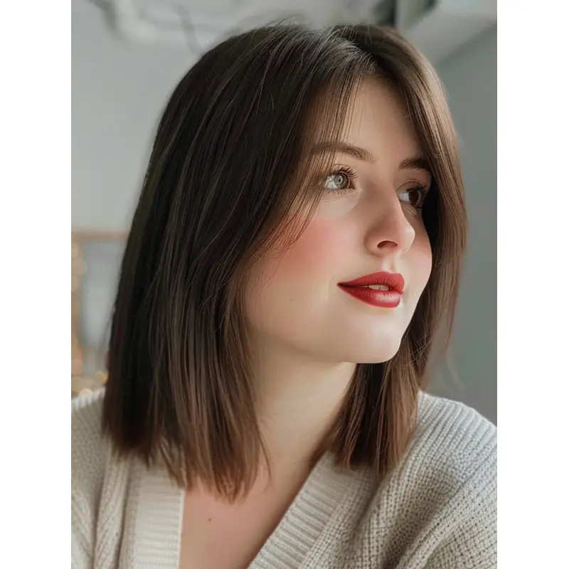 Mid Length Hair Wigs Synthetic Lace Front 12" Straight Wigs