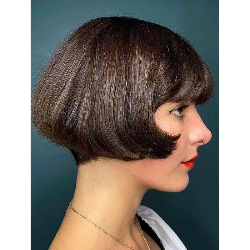 Short Style Wigs Brown Lace Front Wigs Straight Synthetic Wig Short Bob Wigs