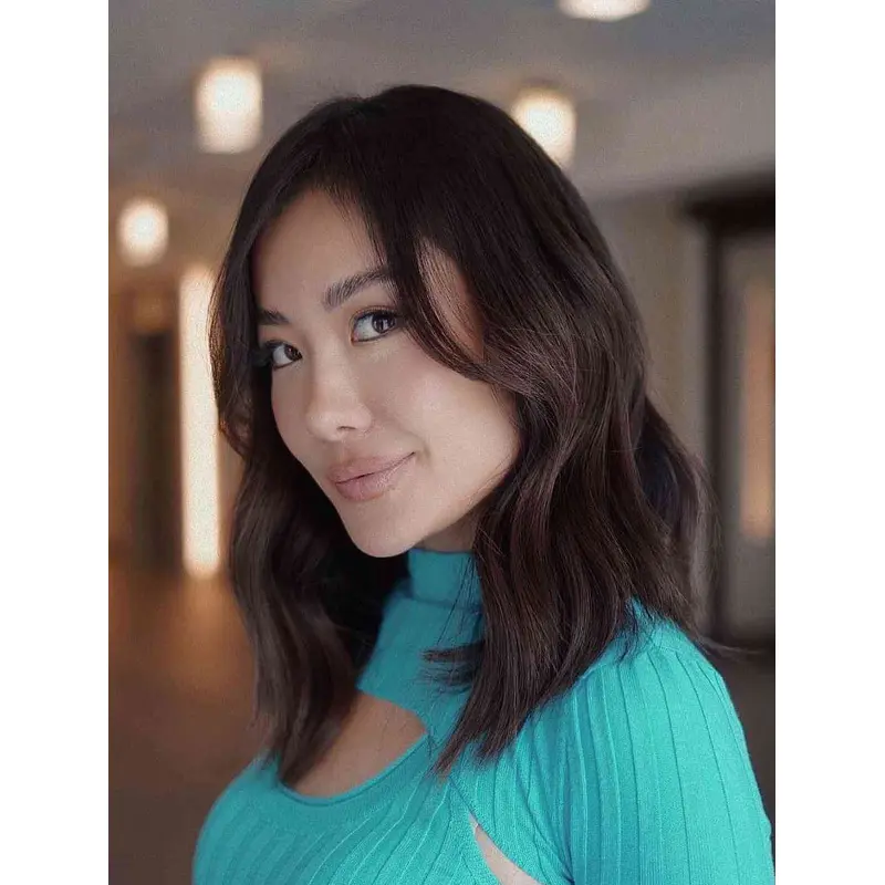 Shoulder Length Wigs Wavy Lace Front Wigs Synthetic Without Bangs Wigs